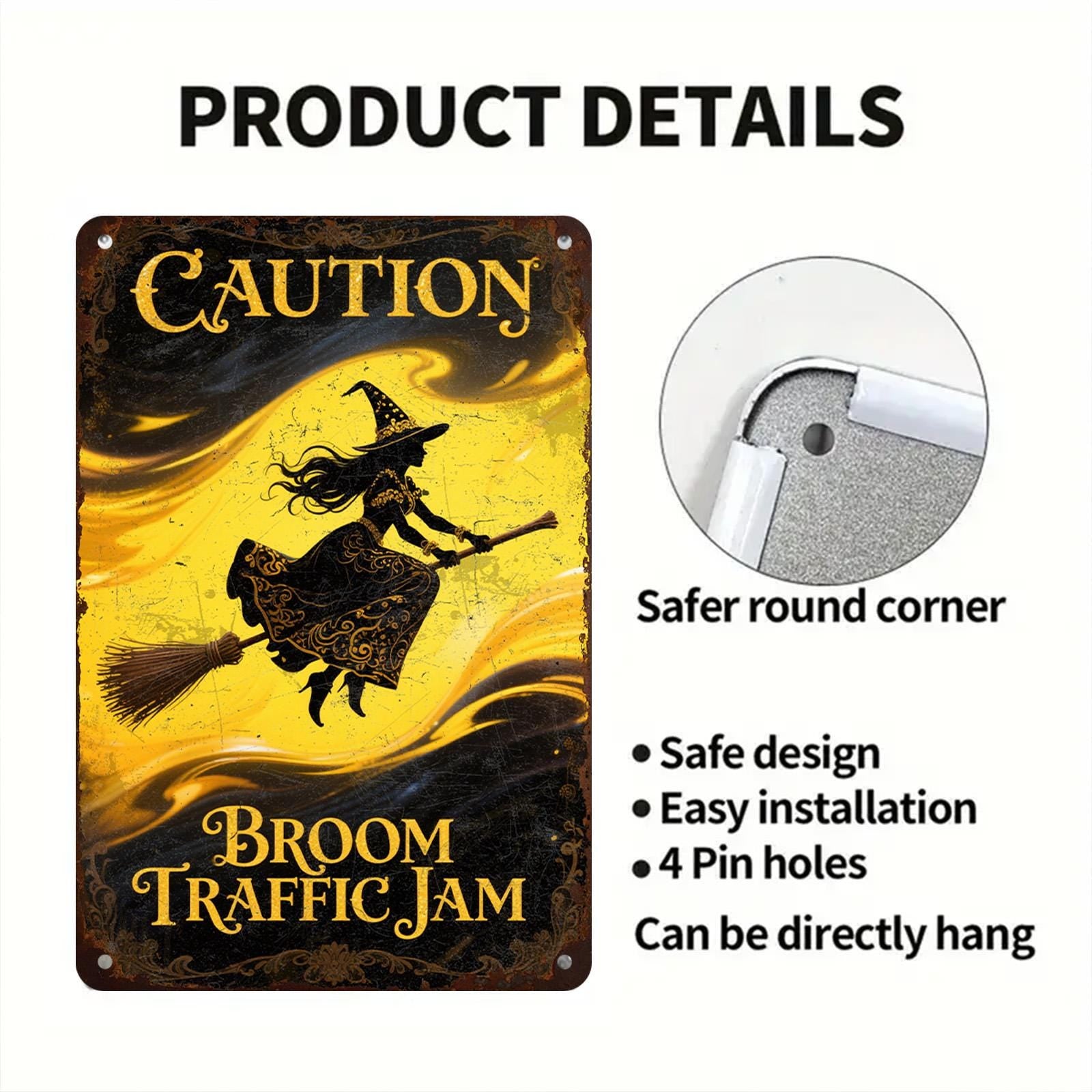 Witch Metal Sign: Gothic Roses, Skull Tattoo - Vintage Home Decor