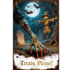 Zombie Hand Metal Halloween Sign: Creepy Graveyard Art, Haunted House Decor