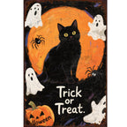 Schwarze Katze Halloween Metallschild | Vintage Trick or Treat Wandkunst
