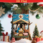 Décoration murale crèche de Noël vintage en métal | Panneau métallique de décoration de Noël religieuse