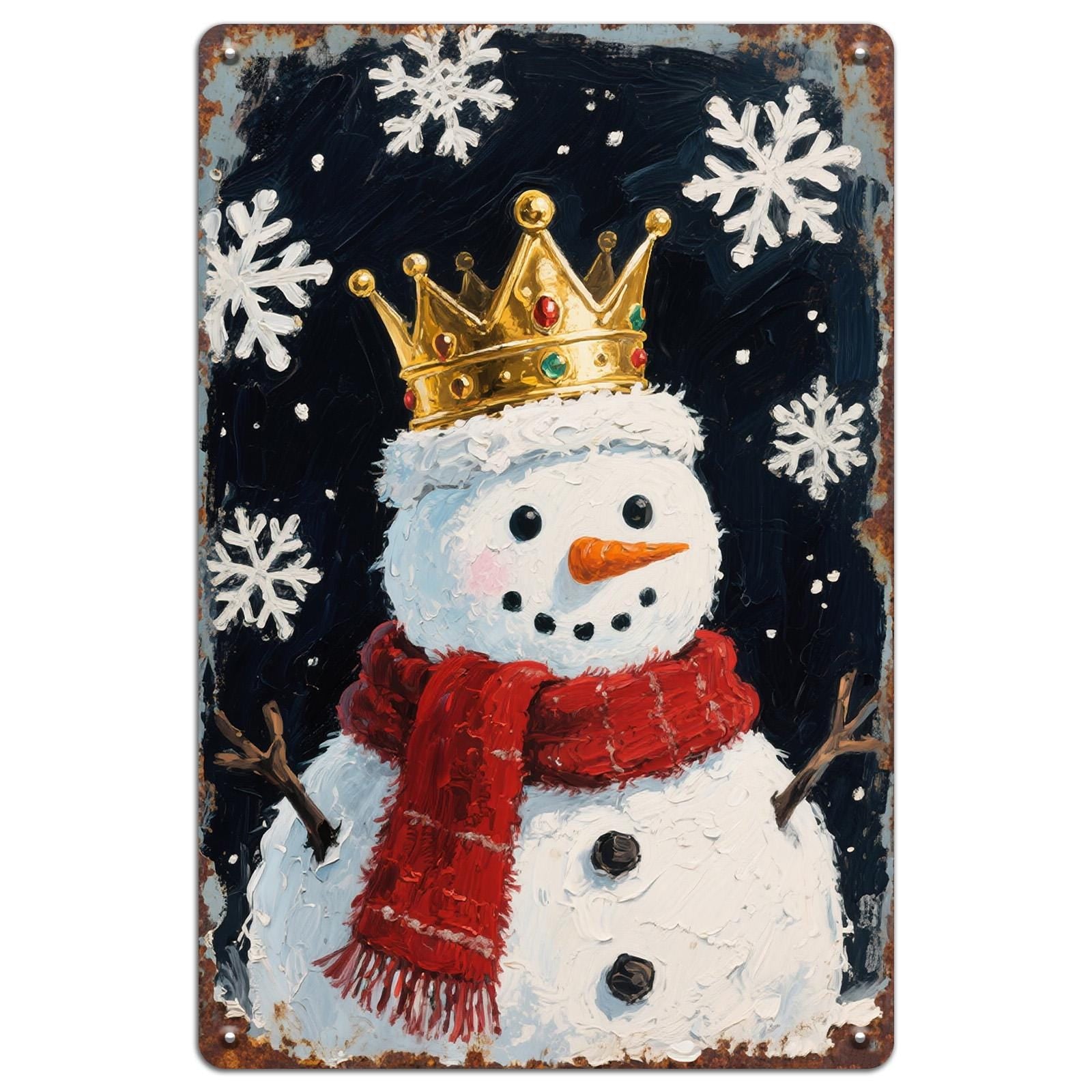 Vintage Snowman Metal Wall Art: Rustic Winter Holiday Decor