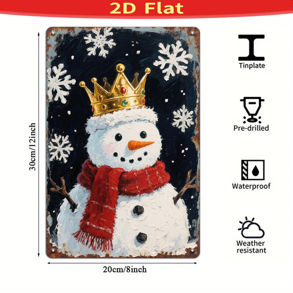 Décoration murale Bonhomme de neige vintage en métal | Panneau décoratif en métal rustique pour les fêtes d'hiver