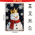 Décoration murale Bonhomme de neige vintage en métal | Panneau décoratif en métal rustique pour les fêtes d'hiver