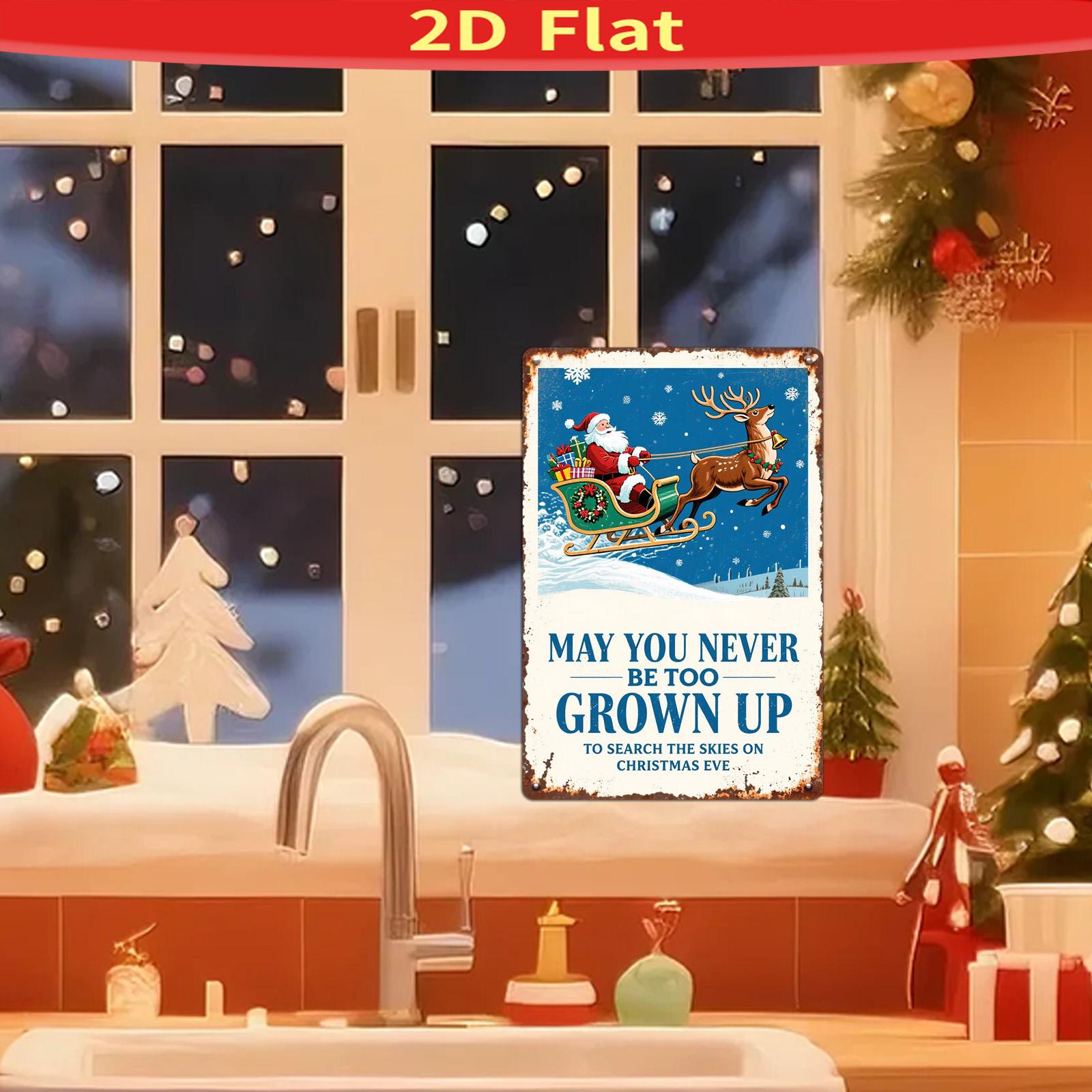 Vintage Christmas Metal Wall Art: Santa, Sleigh & Reindeer Holiday Decor