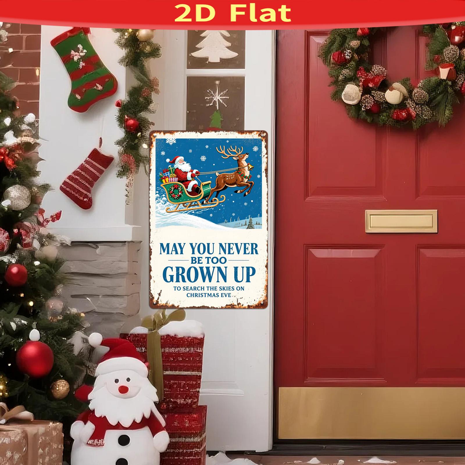 Vintage Christmas Metal Wall Art: Santa, Sleigh & Reindeer Holiday Decor