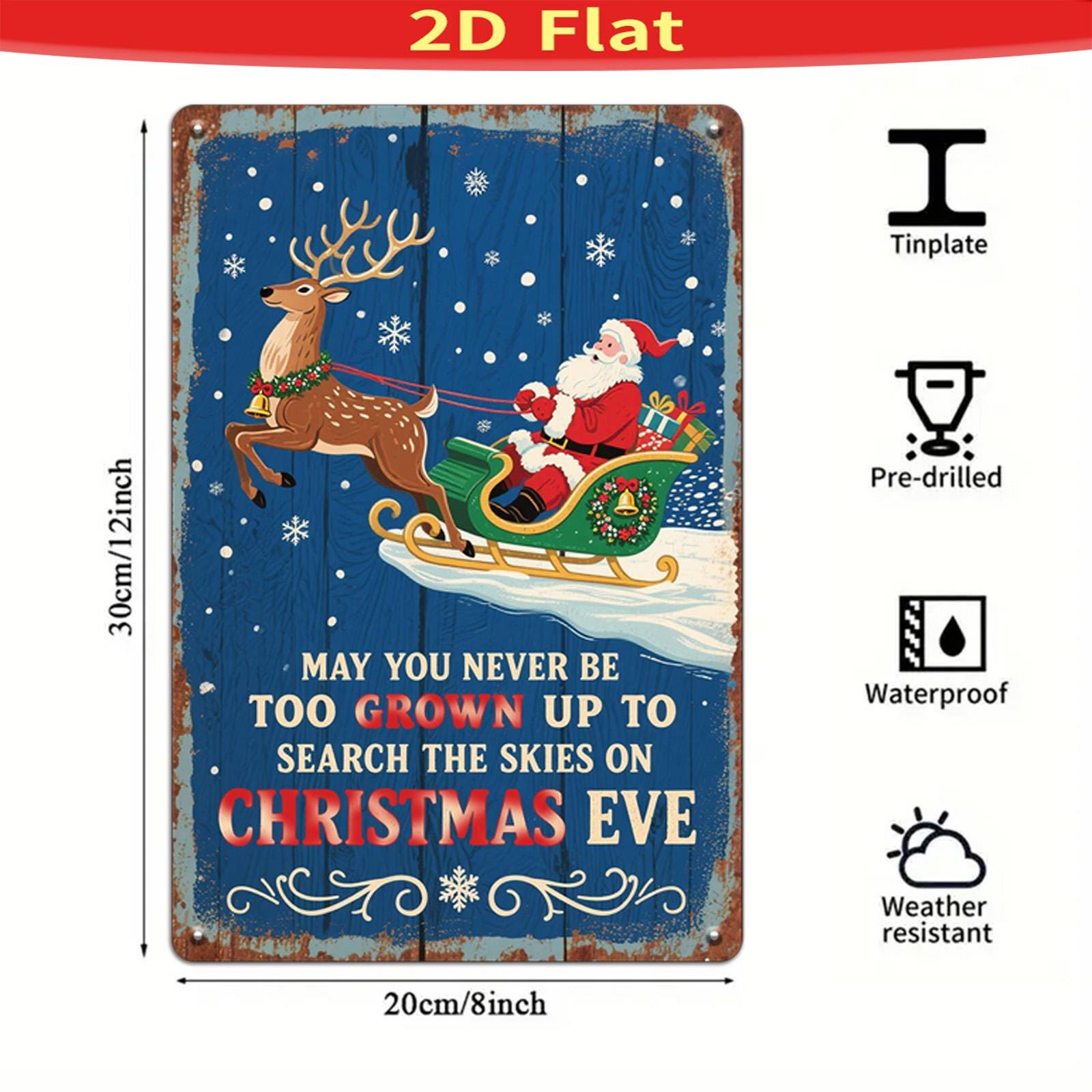 Vintage Christmas Metal Wall Art: Santa's Reindeer Sleigh Holiday Decor