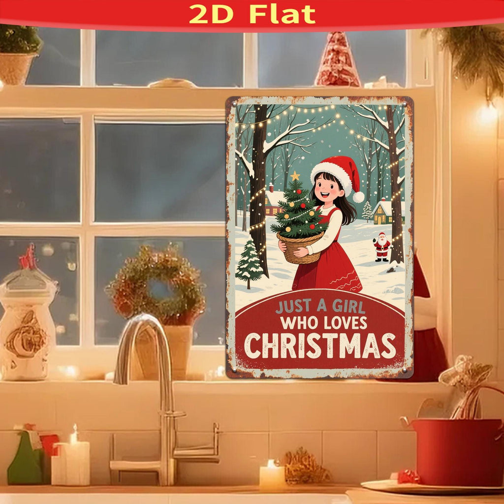 Vintage Weihnachts-Metallwandkunst | Rustikales Feiertags-Wohnzimmer-Metallschild