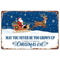 Vintage Weihnachtsblechschild | Weihnachtsmann & Rentiere Wanddeko (20x30cm)
