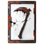Bloody Scythe Metal Sign: Gothic Horror Halloween Decor