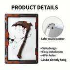 Bloody Scythe Metal Sign: Gothic Horror Halloween Decor