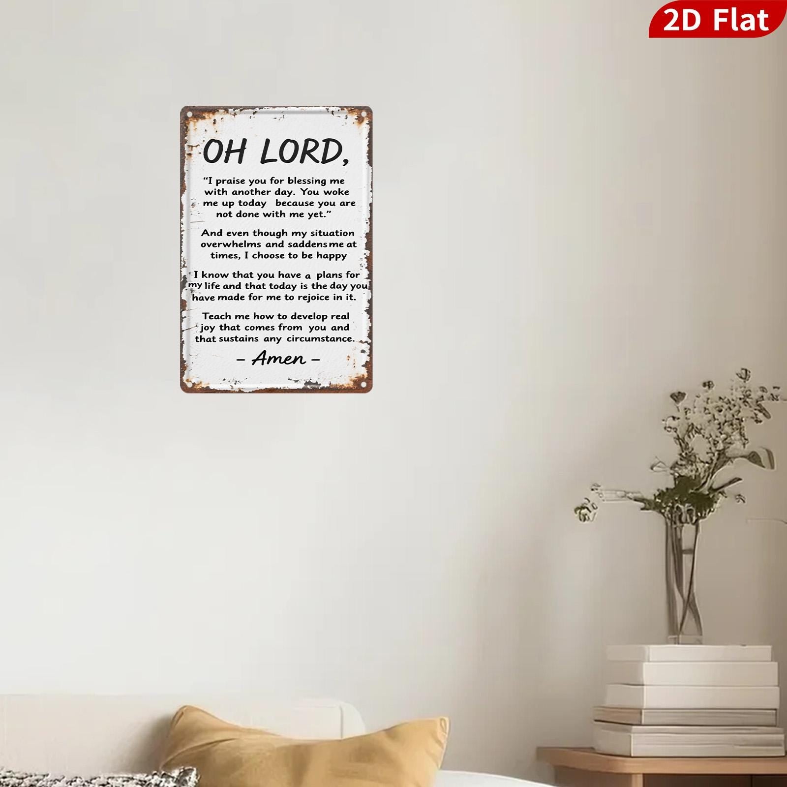 Vintage "Oh Lord I Praise You" Metal Sign: Religious Inspirational Wall Art