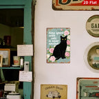 Plaque Métal Chat Noir Décoration Murale Vintage Florale Citation Chat