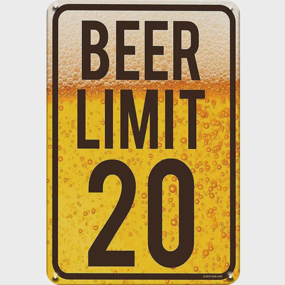 Funny Beer Limit Metal Sign: Rustic Bar, Garage, Man Cave Decor