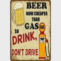 Funny Beer Gas Pump Metal Sign - Retro Bar, Garage, Man Cave Decor