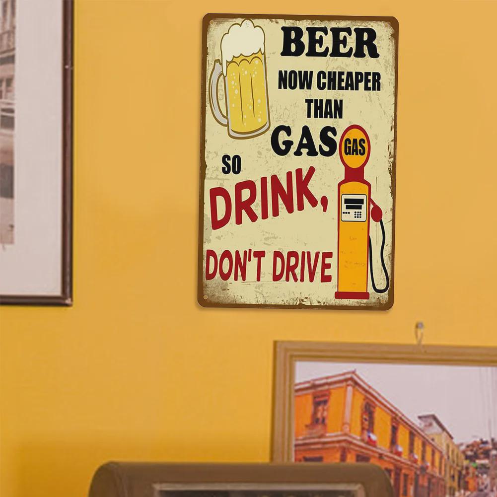 Funny Beer Gas Pump Metal Sign - Retro Bar, Garage, Man Cave Decor