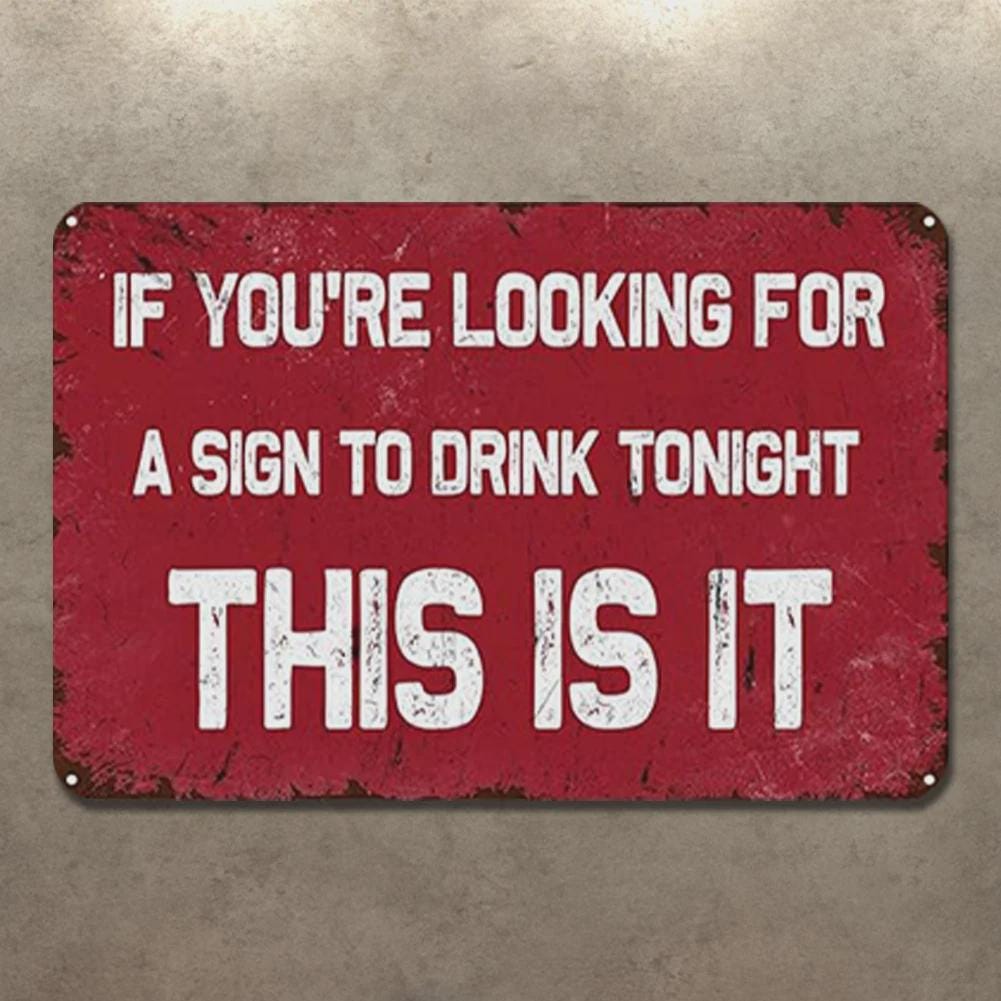 Funny Drinking Metal Sign: Retro Bar Decor for Man Cave