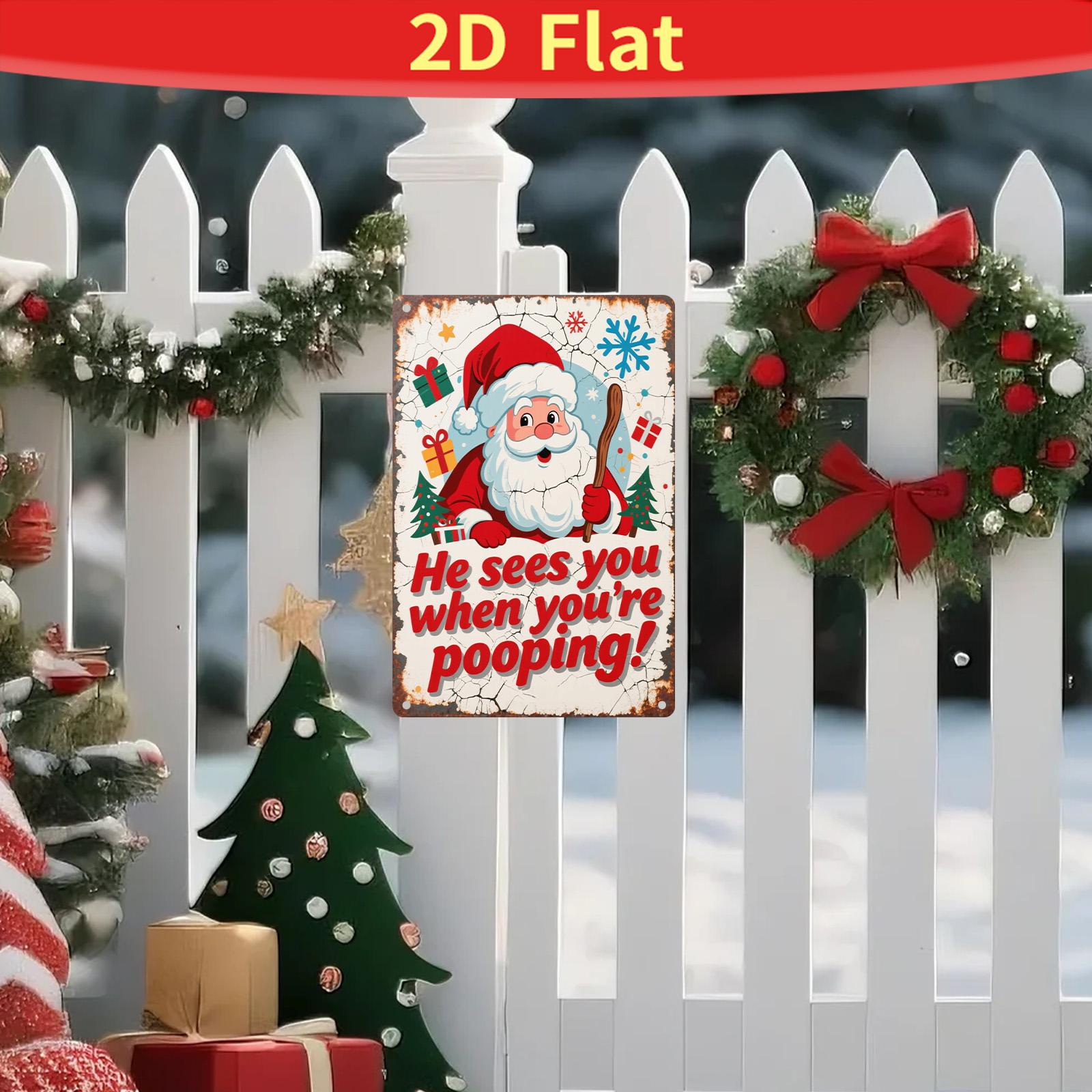 Funny Vintage Santa Metal Sign: Christmas Home Bar Decor