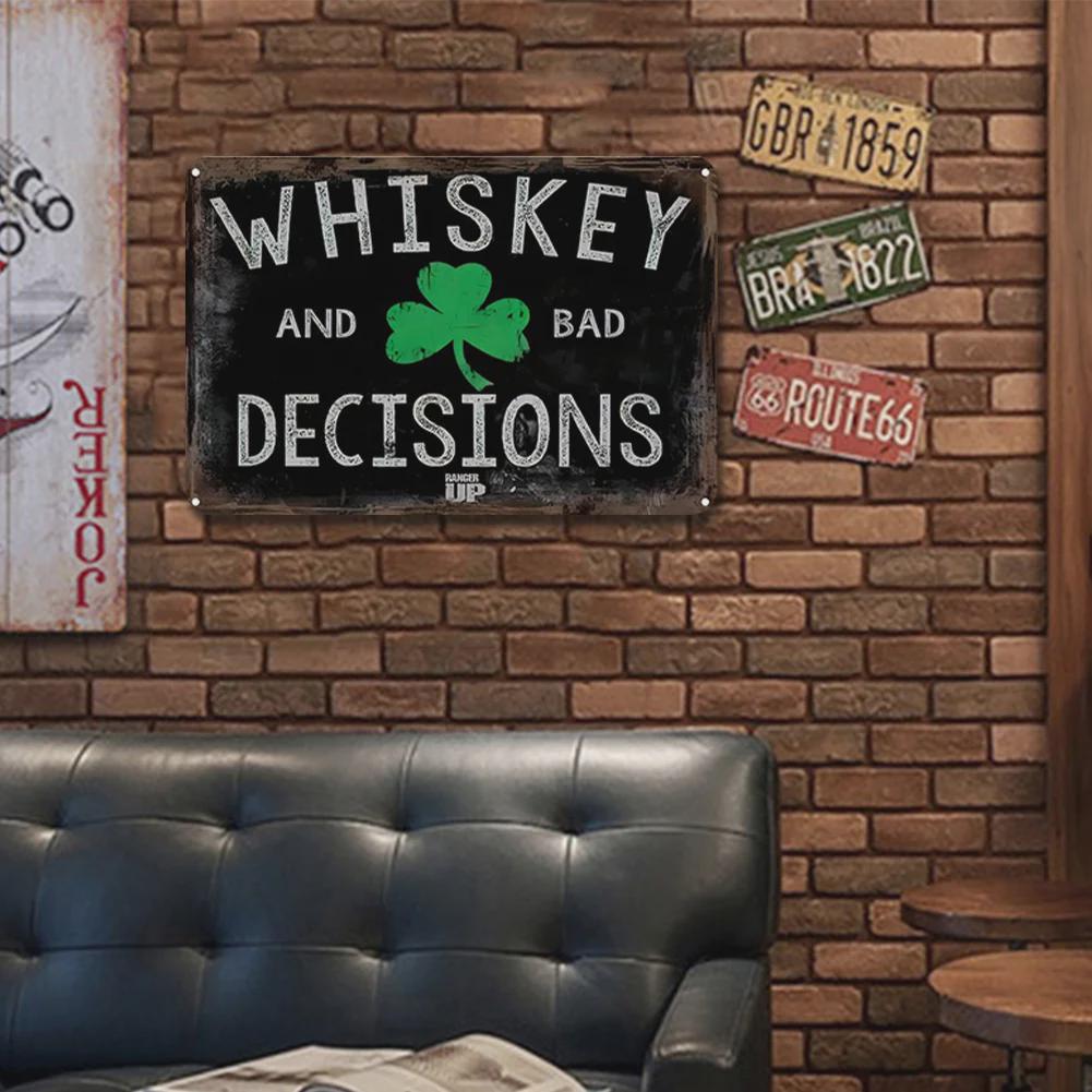 Funny Whiskey Metal Sign: Rustic Irish Bar Decor for Man Cave