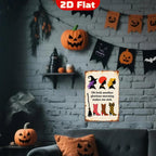 Vintage Halloween Metal Sign: Witch Silhouettes & Boots Rustic Wall Art