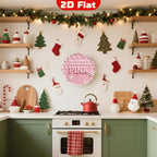 Pink Christmas Metall Wandkunst | Schneeflocken Weihnachtsdeko Metallschild
