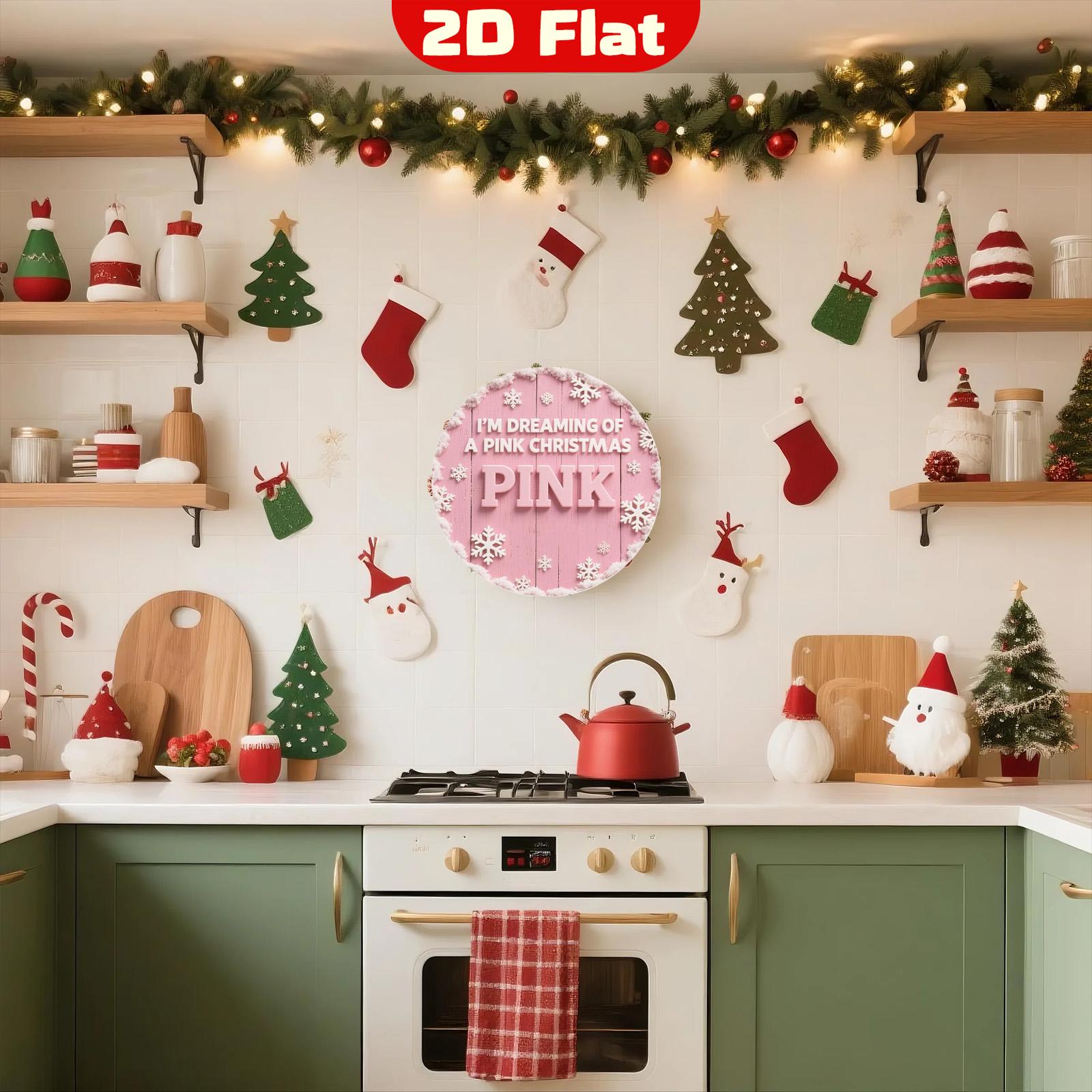 Pink Christmas Metal Wall Art: Snowflake Holiday Decor