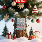 Vintage Pink Christmas Metal Sign: Aqua Blue Snowflakes, Rustic Wall Art