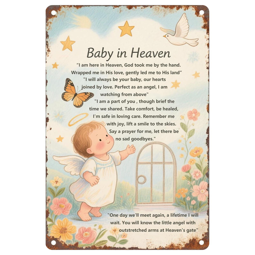 Baby Memorial Sign: Angel, Cross & Butterfly - Sympathy Gift