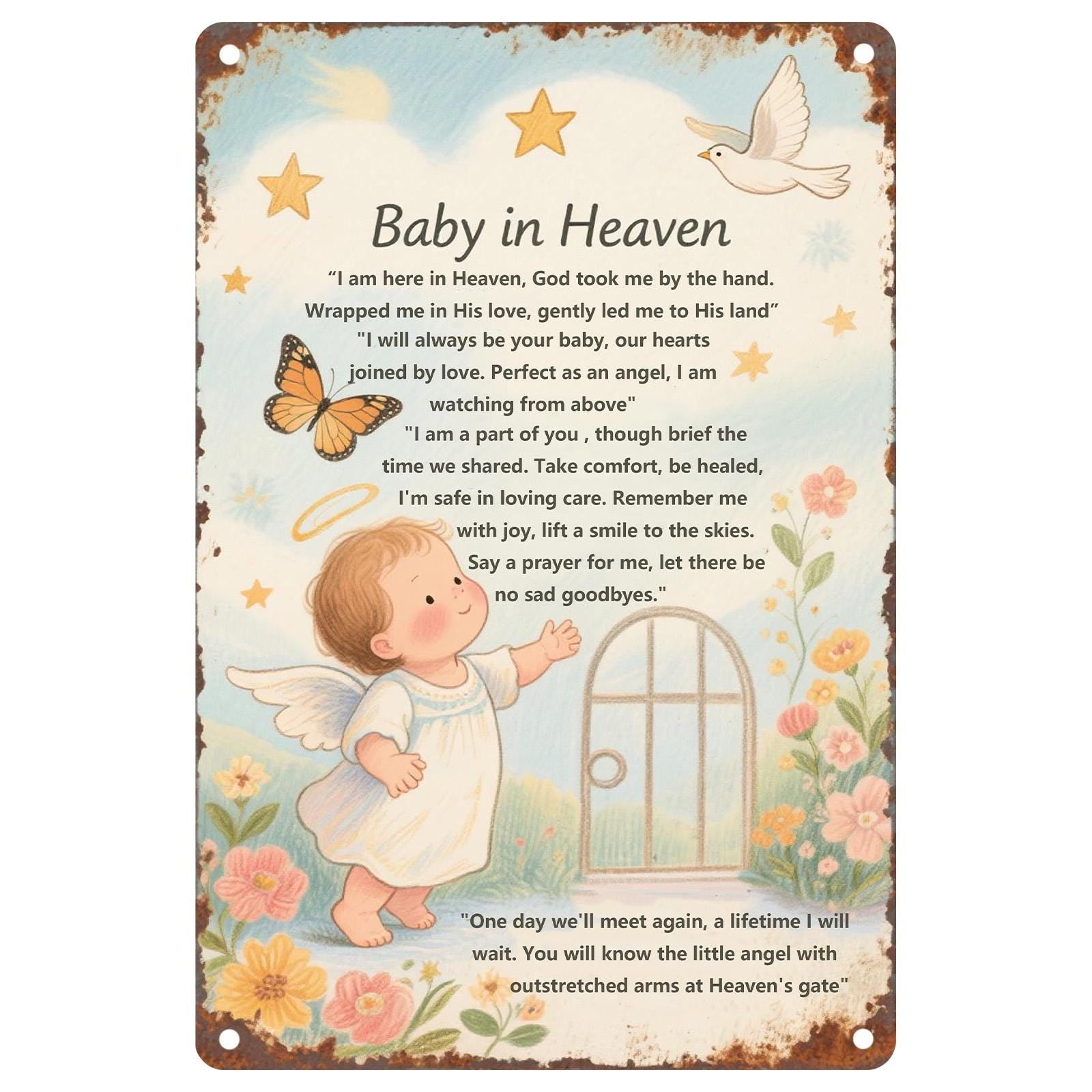 Baby Memorial Sign: Angel, Cross & Butterfly - Sympathy Gift