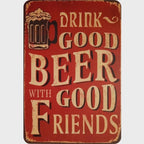 Enseigne en métal "Drink Good Beer" | Décoration de bar vintage | Humour pour caverne d'homme