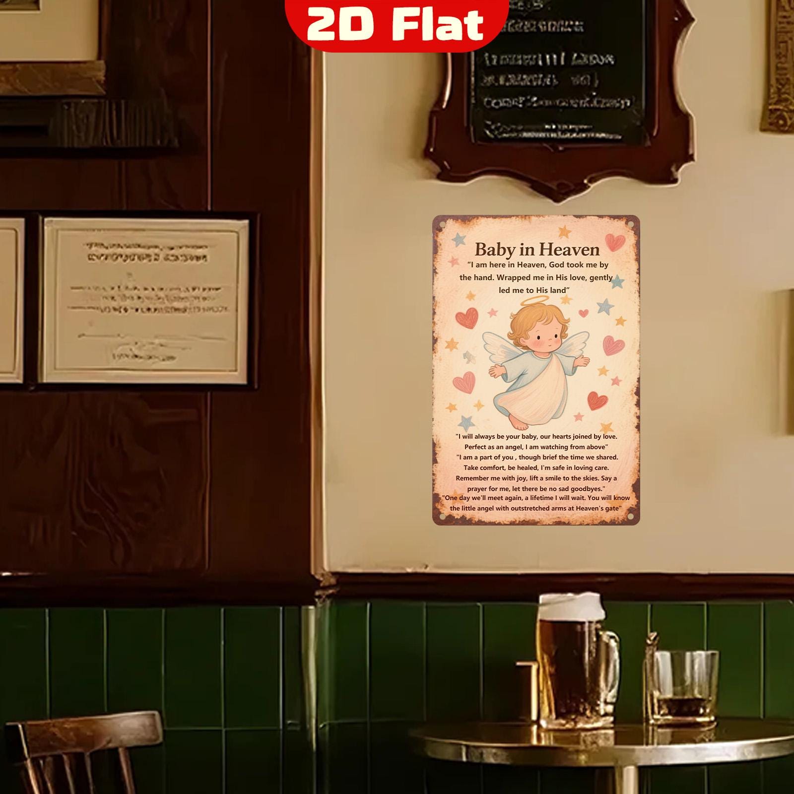 Baby Memorial Metal Plaque: Angel Hearts & Stars, Remembrance Decor