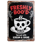 Halloween Metallschild | Frisch Geisterte KaffeeVintage Rustikale Küchendekoration