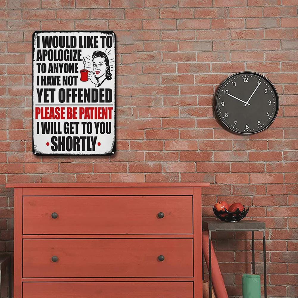 Panneau métallique drôle d'excuse | Humour sarcastique vintage | Décoration de bureau