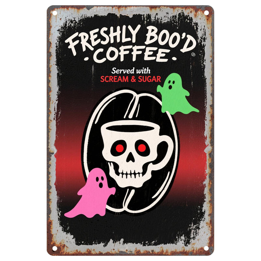 Enseigne métallique café Halloween | Fraîchement hantéDécoration de cuisine rustique vintage