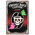 Enseigne métallique café Halloween | Fraîchement hantéDécoration de cuisine rustique vintage
