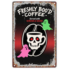 Enseigne métallique café Halloween | Fraîchement hantéDécoration de cuisine rustique vintage