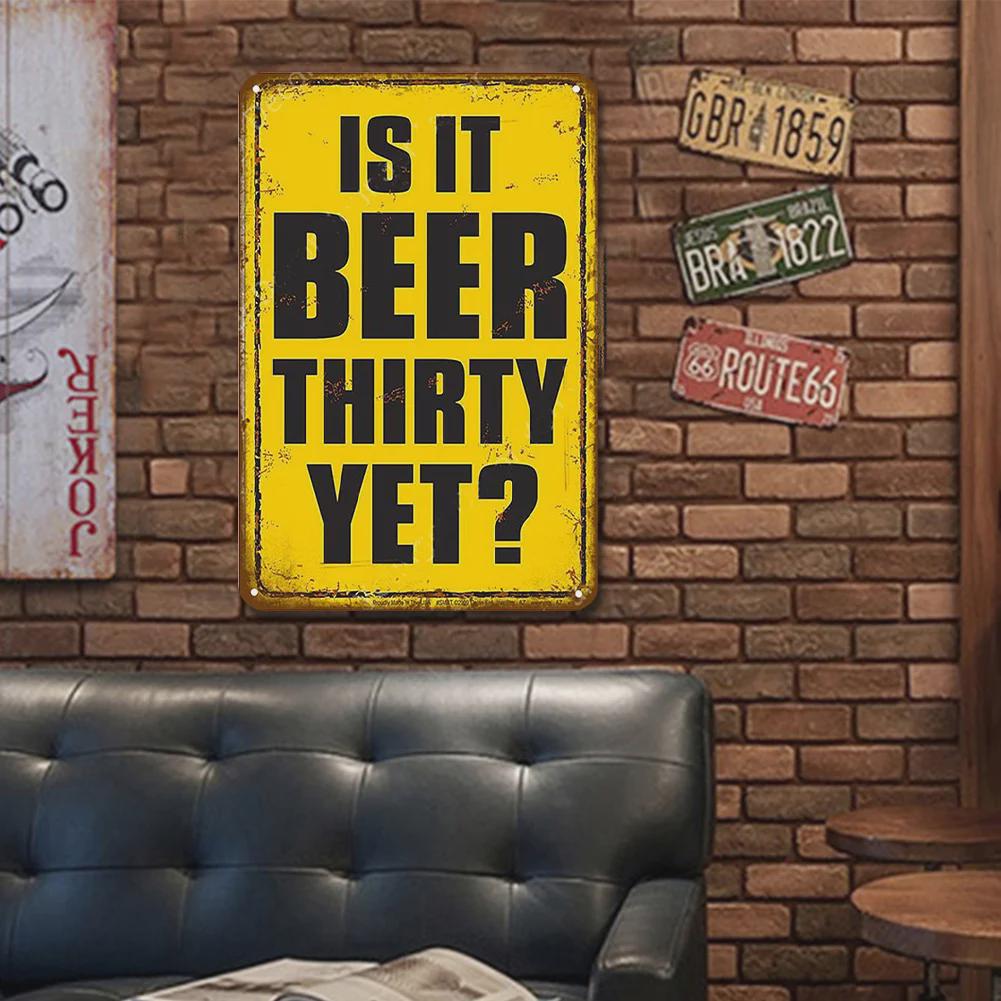 Beer Thirty Vintage Metal Sign: Funny Bar Decor for Man Cave