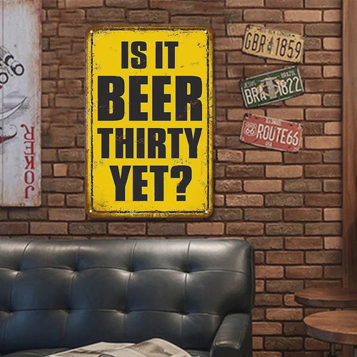Beer Thirty Vintage Metal Sign: Funny Bar Decor for Man Cave