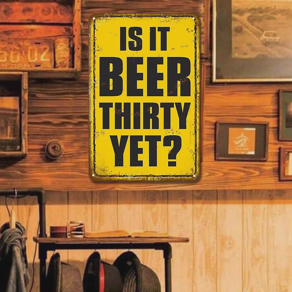 Beer Thirty Vintage Metal Sign: Funny Bar Decor for Man Cave
