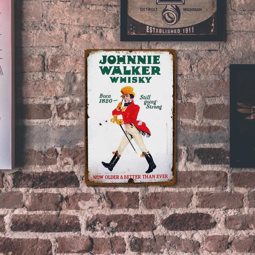 Vintage Whisky Metal Sign: Retro Bar Decor for Home, Pub, Man Cave