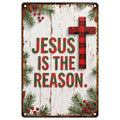 Rustic Jesus Is The Reason Metal Sign: Religious Christmas Decor