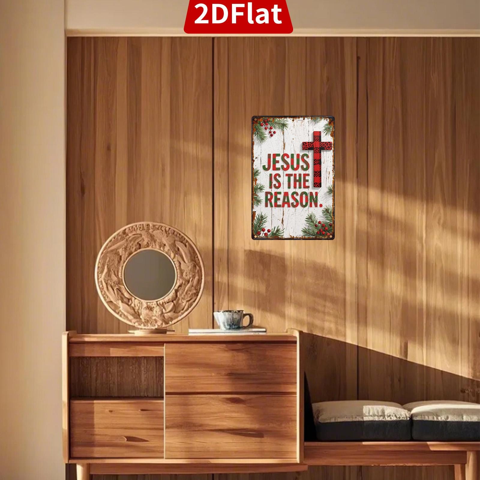 Rustic Jesus Is The Reason Metal Sign: Religious Christmas Decor