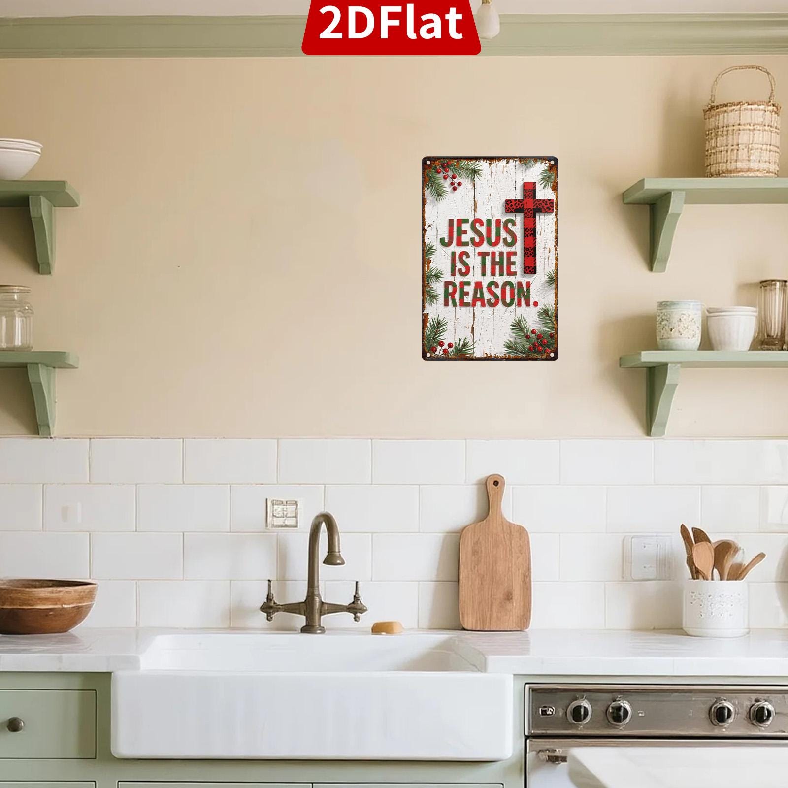 Rustic Jesus Is The Reason Metal Sign: Religious Christmas Decor