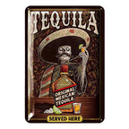 Plaque en métal Tequila Vintage | Décoration de bar squelette mexicain