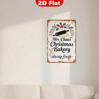 Pancarte métallique vintage « Mrs. Claus Bakery » | Décoration de Noël rustique pour maison de campagne