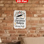 Pancarte métallique vintage « Mrs. Claus Bakery » | Décoration de Noël rustique pour maison de campagne