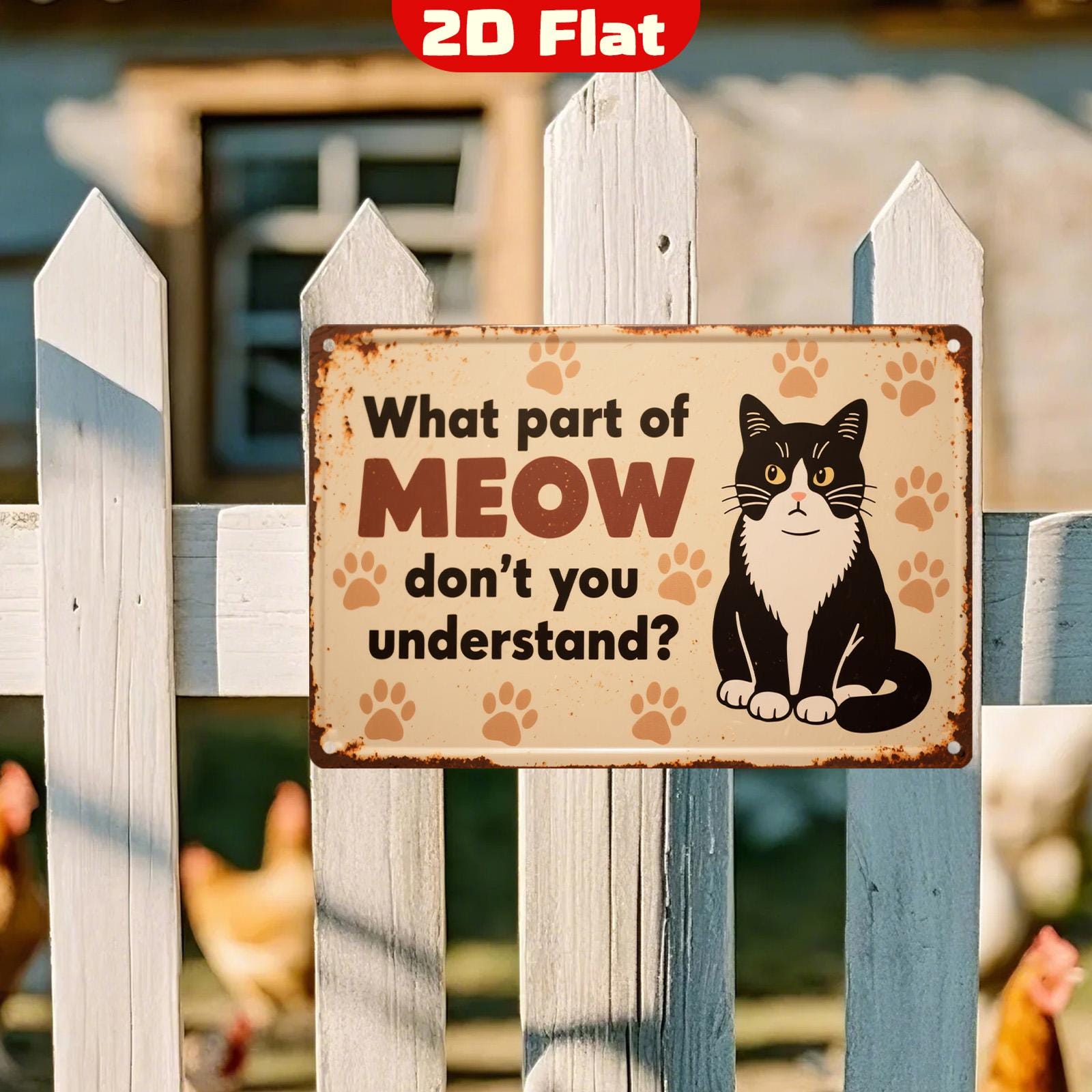 Funny Cat Metal Sign: "What Part of MEOW..." - Pet Lover Decor
