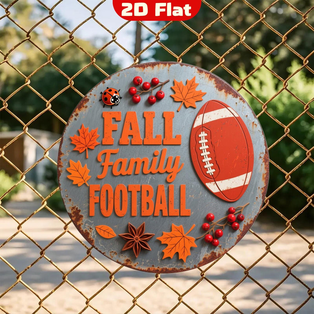 Herbst Fußball Metallschild | Rustikales Ahornblatt Herbstdeko
