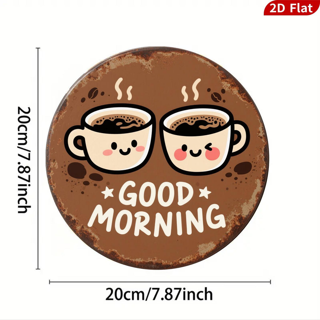 Vintage Guten Morgen Kaffee Schild | Fröhliche Küchenwandkunst Metallschild
