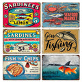 Enseigne rétro en métal Fruits de mer | Décoration Poissonnerie, Sardines et Frites