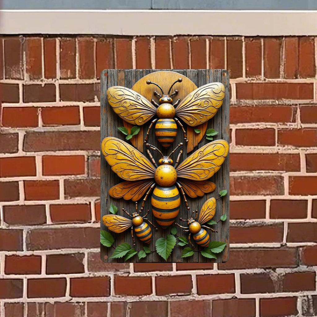 Rustikales Bienen-Schild aus Metall | Vintage Bauernhaus, Garten Deko Metallschild